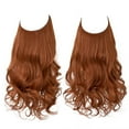 thumbnail image 1 of Nvzi Peluca larga ondulada con pieza de cabello rizado de línea de pez transparente invisible de tamaño ajustable, pieza de cabello secreta oculta para mujeres, sin clip, 18 pulgadas, marrón rojizo, 1 of 3
