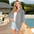 thumbnail image 4 of bbyeadc Chiffon Cardigans for Women 3/4 Sleeve Plus Size Kimono and Dusters Lightweight Open Front Shrug Cardigan Hawaii Print Dressy Casual Kimono Cardigan, Light Gray S, 4 of 6