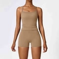 thumbnail image 2 of LIUJUNSHOP Two Piece Workout Sets for Women Tank Top Matching High Waist Booty Lifting Shorts Gym Yoga Active Wear Outfits Khaki S, 2 of 3