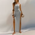 thumbnail image 1 of TaTaai Women's Halter Neck Sleeveless Knit Maxi Dress Solid High Slit Long Dress Soft Breathable Beach Cover Up Dress for Summer Vacation Events Gift, 1 of 5