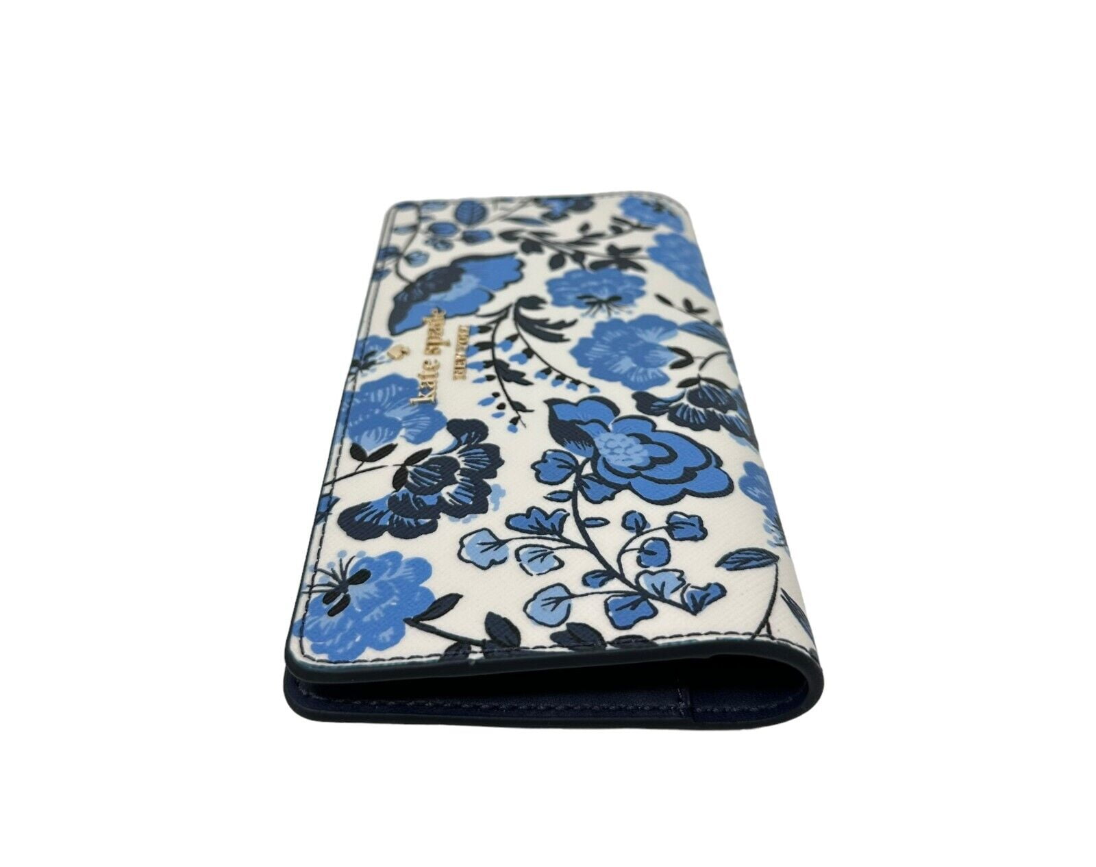 Kate Spade Madison Large Vase Floral Large Slim Bifold Blue