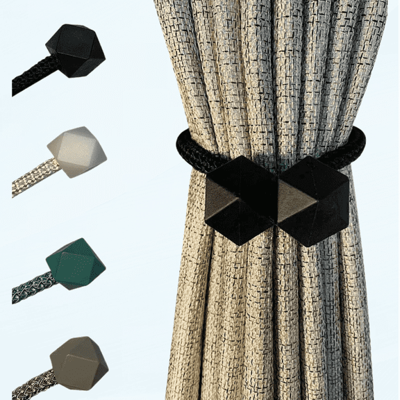 6 Pack Magnetic Curtain Tiebacks, Decorative Magnetic Curtain Straps, No Tools Required, Convenient Window Holdback (Classic Black)\u2026