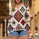 thumbnail image 5 of TaTaai Casual Western Print Top Soft Lightweight Women's Fashion Round Neck Long Sleeve Button Detail Retro Loose Spring Daily Wear Blouse Gift, 5 of 5