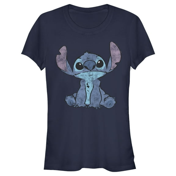 Junior's Lilo & Stitch Watercolor Stitch  Graphic Tee Navy Blue X Large