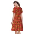 thumbnail image 2 of Bixox Robe d'Été à Manches Courtes pour Femmes Robe Ample Longueur Genou avec Poches-Pizza Dessin Animé, 2 of 7