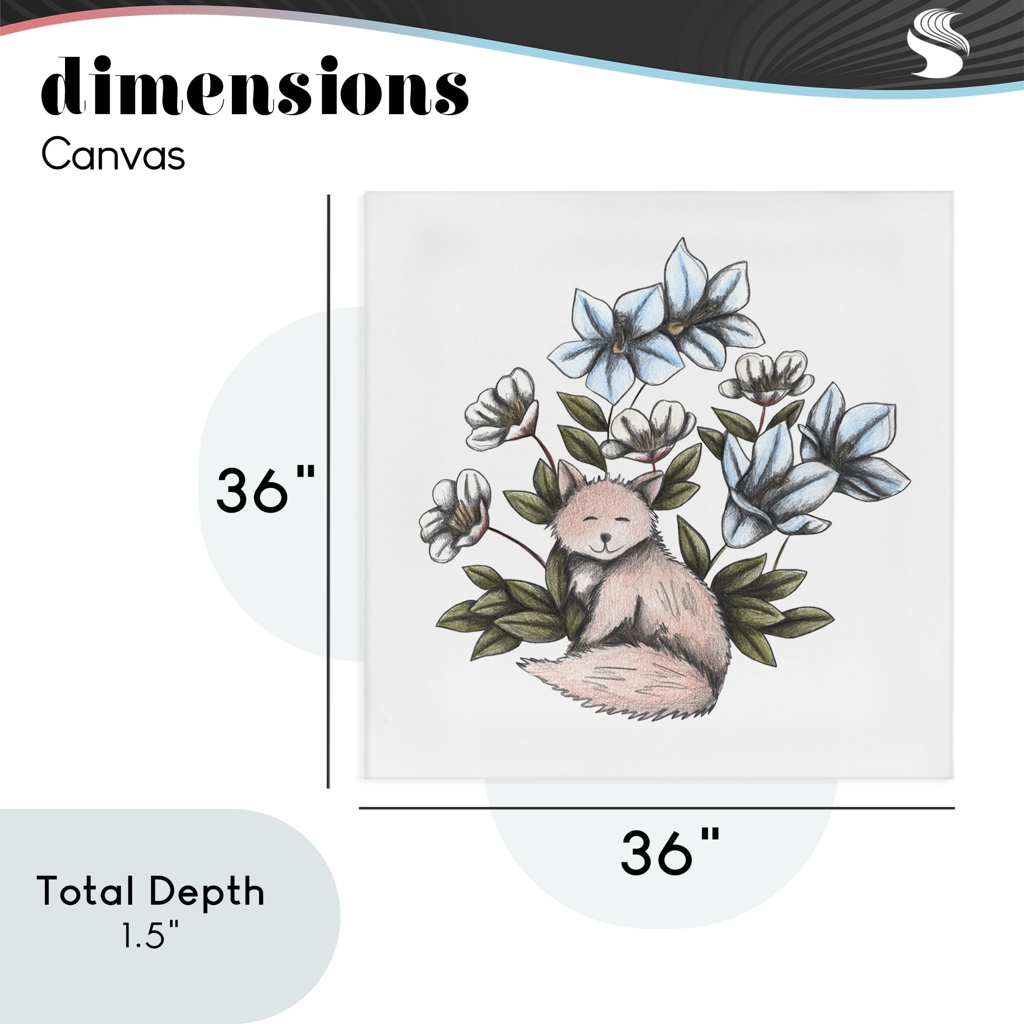 Gentle Fox with Flowers Canvas Wall Art, design by Cecilia Battaini