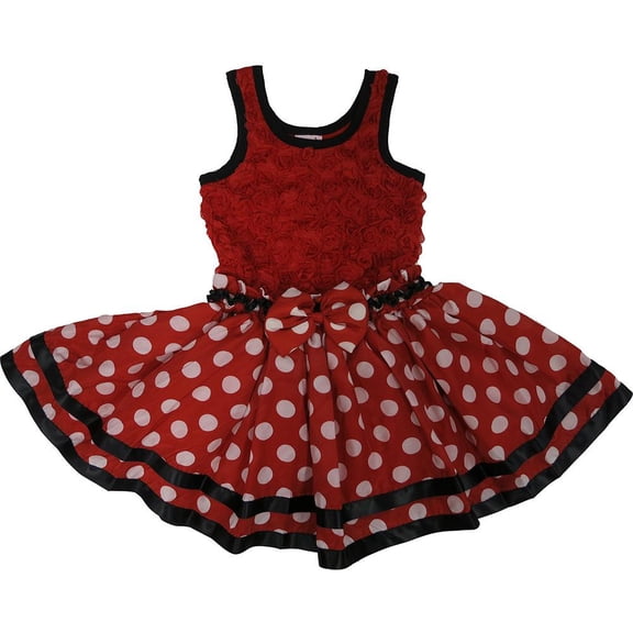 Wenchoice Girl'S Red & White Polka Dot Rose Dress S(1T-2T)