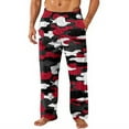 thumbnail image 2 of Domuza Plush Warm Pajama Pants Men Fluffy Soft Fleece Relaxed Fit Elastic Waist Pj Pants Fall Winter Camo Wide Leg Lounge Sleep Pants Red XL, 2 of 6