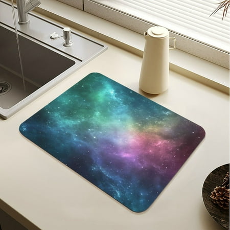 

Wobogo Deep Outer Space Dish Drying Mats Diatomaceous Earth Super Absorbent Non-slip Rubber Sole 19.7×15.7in
