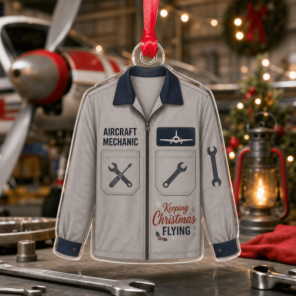 Christmas Ornament Aircraft Mechanic Uniform Acrylic Tree Hanging for Aviation Workers
