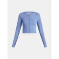 thumbnail image 4 of No Boundaries Button-Front Pointelle Cardigan with Long Sleeves, Women's, 4 of 4