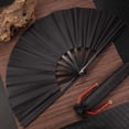 thumbnail image 2 of Abanico de mano grande plegable de seda Abanico plegable de mano Abanico plegable de Tai Chi chino para hombres y mujeres Rendimiento, baile, decoraciones, festival, regalo (negro, 2 paquetes) Adepaton WRJM-320, 2 of 6