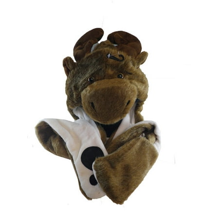Plush Moose Animal Hat - Moose Hat with Ear Flaps and Hand Pockets