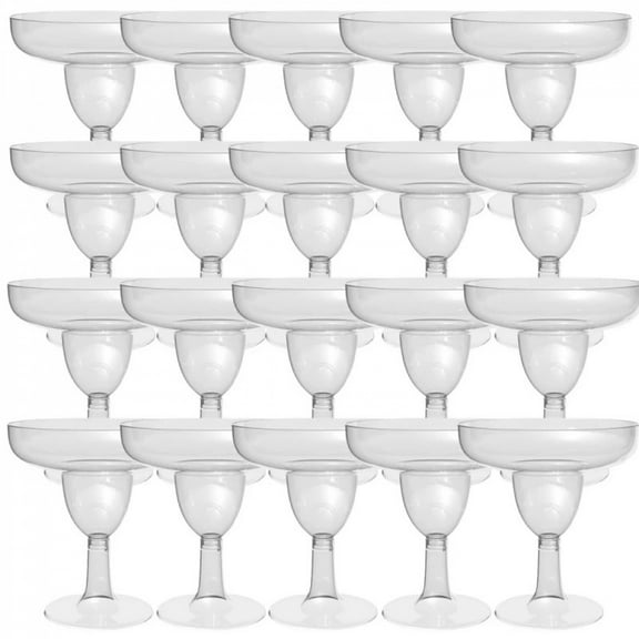 20Pcs 5oz Clear Plastic Wine Glass Recyclable - Shatterproof Wine Goblet - Disposable & Reusable Cups for Champagne Dessert