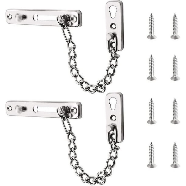 Cerradura de cadena para puerta, cadena para puerta de 2 piezas, cadena para puerta de acero inoxidable, cadena de seguridad para puerta, para puertas interiores de apartamentos, puertas de madera