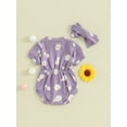 thumbnail image 4 of Bslissey Baby Girls Summer Romper Daisy Print Short Sleeve Jumpsuit Newborn Infant Cute Bodysuit with Bow Headband 3M 6M 9M 12M 18M, 4 of 9