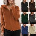 thumbnail image 2 of Chaqueta informal a rayas de otoño e invierno de estilo europeo y americano, cárdigan holgado de punto con cremallera y manga larga, suéter con solapa para mujer, 2 of 5