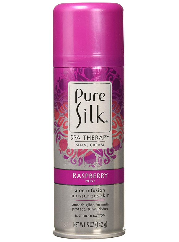 Pure Silk Spa Therapy Moisturizing Shave Cream For Women Raspberry Mist With Aloe Infusion, 5 Oz, 6 Pack