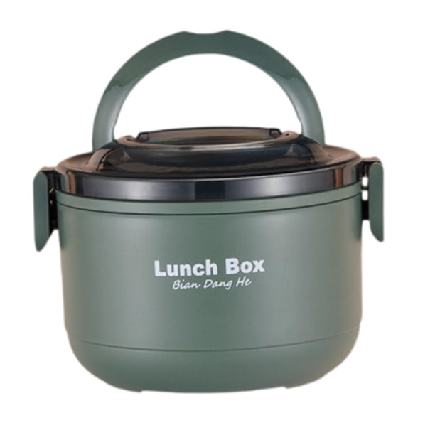 Fiambrera para adultos, caja bento, contenedor de almuerzo de acero inoxidable, contenedor para preparar comidas Verde 1 capa