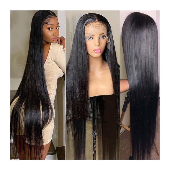 HD Straight Lace Wig Human Hair Lace Front Wig 180% Brazilian Remy Hair Pre Plucked 8-38" Long Straight Transparent Lace Frontal Wigs