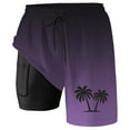 thumbnail image 4 of Swim Trunk For Men's Sunset Palm Gradient 2 In 1 Quick Dry Swim Shorts Mens Swimsuit Board Shorts With Pockets Light Purple XL, 4 of 4