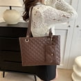 thumbnail image 4 of Bolsa De Hombro Bolso de hombro acolchado de cuero PU para mujer, 2 uds., bolso cruzado, bolso de dinero (café), 4 of 8