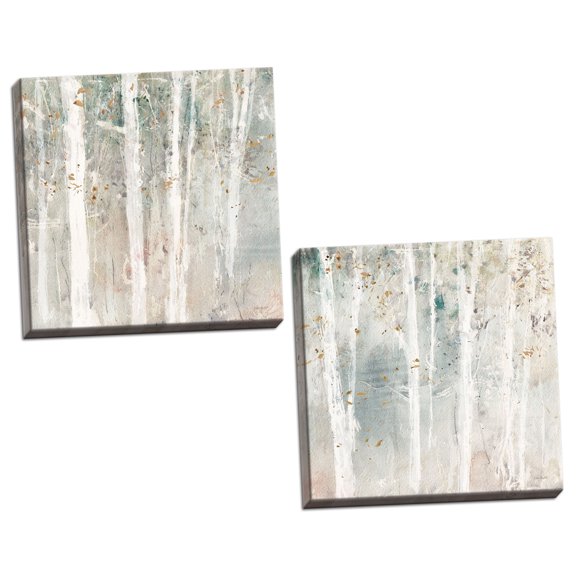 Gango Home Decor Shabby-Chic A Woodland Walk II & III by Lisa Audit (Ready to Hang); Two 12x12in Hand-Stretched Canvases