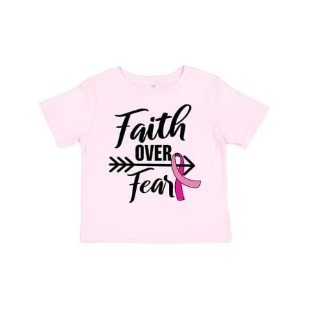 

Inktastic Breast Cancer Awareness Faith over Fear with Pink Ribbon and Arrow Gift Toddler Toddler Girl T-Shirt