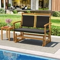 thumbnail image 2 of Gymax Patio Rattan Glider Bench Swing Gliding Rocker for 2 w/ Acacia Wood Frame, 2 of 10