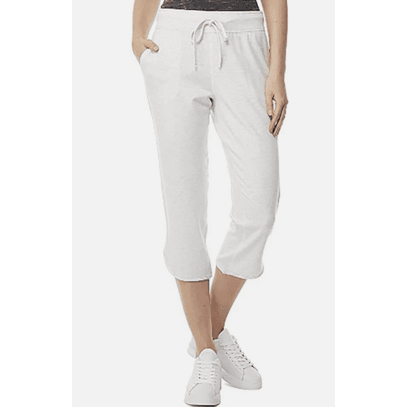 32 Degrees Ladies Soft Fleece Knit Capri Pants, Heather White XS