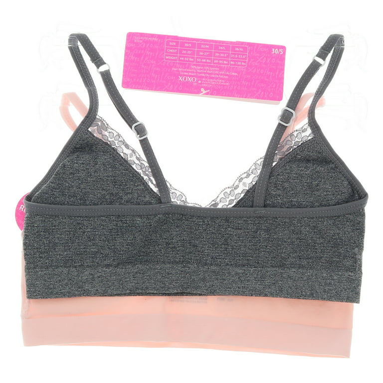 XOXO Girl's Lightly Lined Training Bra 2 Pack - Grey & Pale Pink - Large 34A  
