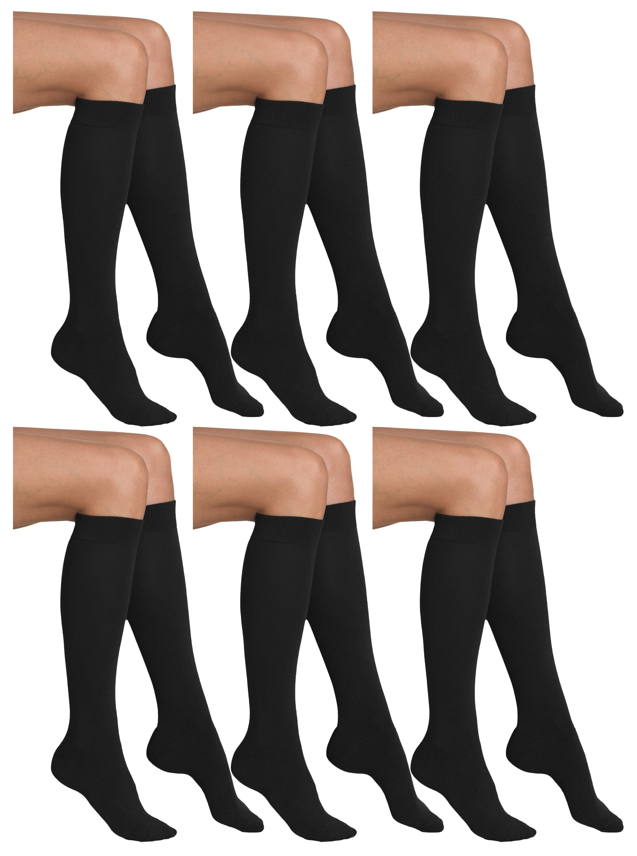 Yacht & Smith 6 Pairs of Women's Cotton Knee High Socks, Solid Colors