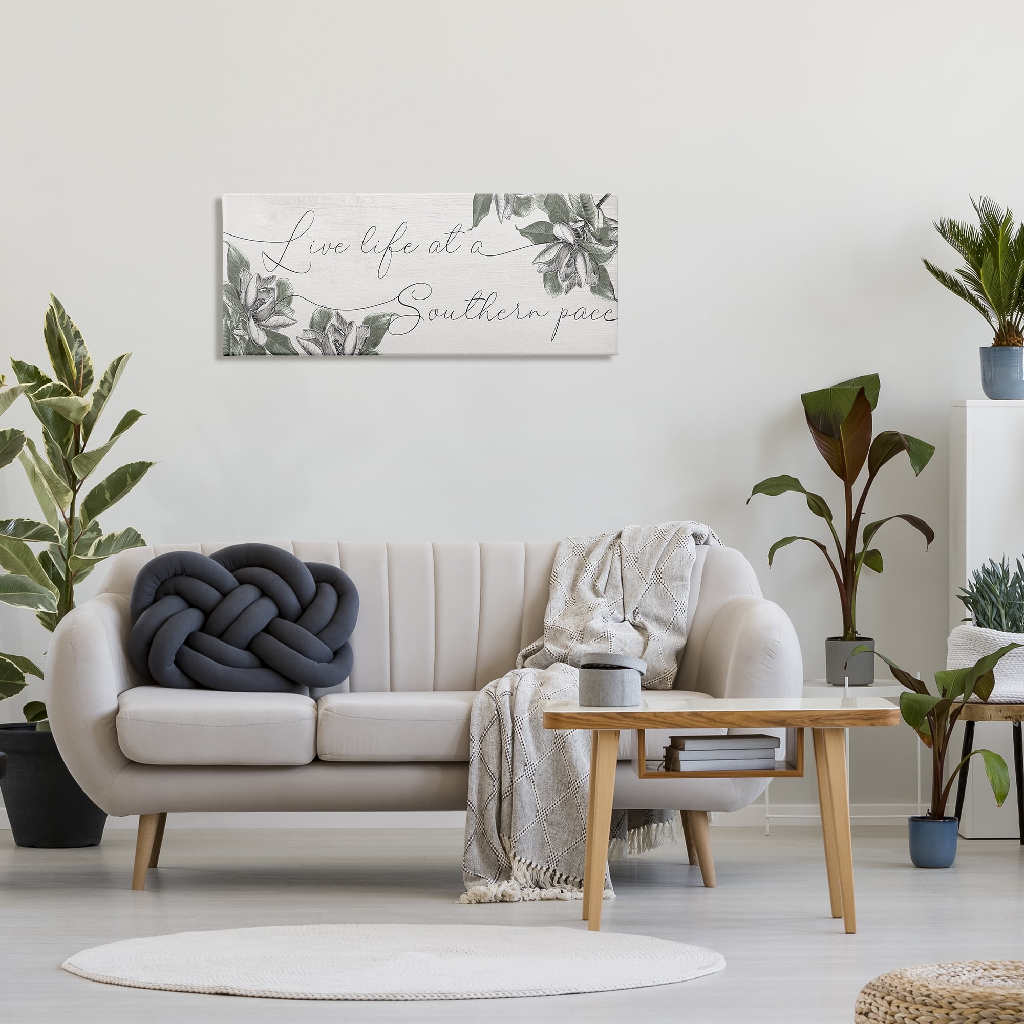 Stupell Industries Live Life at a Southern Pace Vintage Magnolia Florals, 17 x 40, Designed by Daphne Polselli