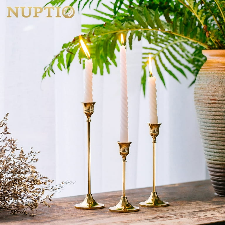 Nuptio Brass Gold Candlestick Holders, Set of 30 photo 4