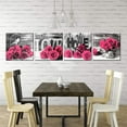 thumbnail image 2 of Hot Pink Wall Art Pink Flower Pictures Wall Decor for Couple Bedroom Living Room Black and White Grey Background Canvas Prints Rustic Floral Love Theme Paintings Artwork Home Decoration 16x16 4Pcs, 2 of 6