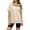 Beige, variant on FASHOFT Half Zip up Hoodie Women Oversized Zipper Sweatshirt Short Sleeve Solid Pullover Spring Fall Tops Beige L