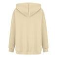 thumbnail image 5 of Htigea Womens Oversized Hoodies Thin Fleece Sweatshirts Solid Color Long Sleeve Hooded Tops Fall Winter Pullover Sweatshirt with Pocket Khaki L, 5 of 6