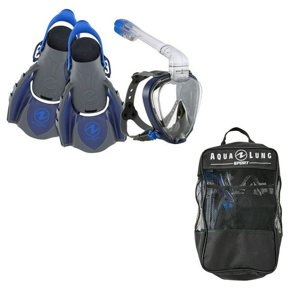 Aqua Lung Sport Adult Smart Snorkel, Quick Fin Navy/Gray Size Large