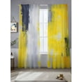 thumbnail image 2 of Yellow Gray Abstract Sheer Curtains for Living Room Bedroom, Light-filtering Sheer Curtain, Modern Graffiti Brush Rod Pocket Voile Window Treatment Drapes, 52’’Wx108’’L, 2 Panels Set, 2 of 7