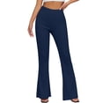 thumbnail image 4 of HongQid Women's High Waist Flare Pants – Yoga Casual Stretch Bell Bottom Trousers, Slim Fit Retro 70s Style Pants for All Seasons,Dark Blue 2XL, 4 of 9