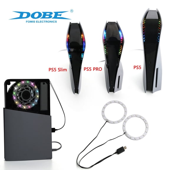 Universal PS5/PS5 Slim/PS5 Pro RGB Light Ring - 7-Color Dynamic Ambient LED Strip with Music Sync, Easy-Install Console Decor Light for Disc/Digital Editions