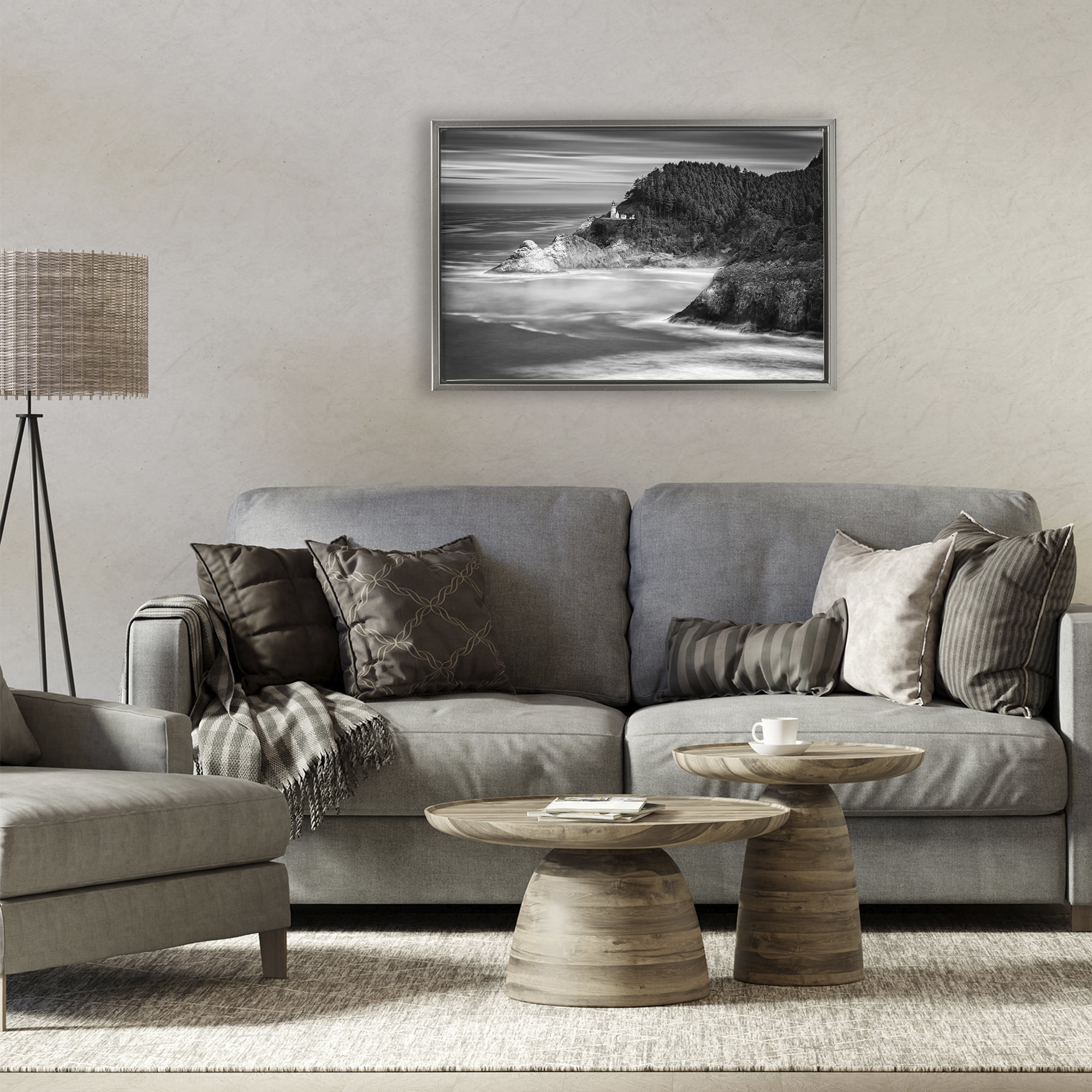Stupell Industries Perched Above The Pacific Gray Framed Floater Canvas Wall Art, design by Rick Berk