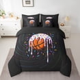 thumbnail image 2 of Feelyou Cartoon Basketball Bedding Comforter Set 7pcs, Spiral Stripes King Bedding Sets, 2 of 8