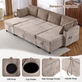 thumbnail image 4 of 113.4" U-Shaped Sectional Modular Sofa Couches with Charging Station and Pull-out Sofa Bed, Versatile Sofa Sleeper with Large Storage Space Cup Holders for Living Room, Office, Apartment, Brown, 4 of 9
