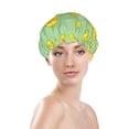 thumbnail image 2 of Cute Light Green Durian Shower Cap, Reusable Bath Hair Hat for all Hair Lengths Hair Cover with Elastic Band Double Waterproof Layers Bathing Hat, 2 of 5