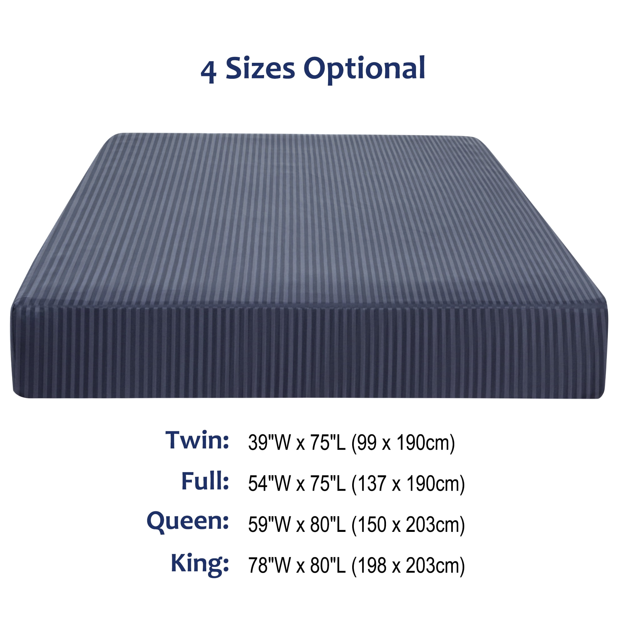 Unique Bargains Soft 100GSM Striped 16 Inch Deep Pocket Fitted Sheets Full Navy Blue