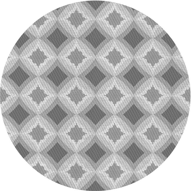 Ahgly Company Machine Washable Indoor Round Transitional Platinum Silver Gray Area Rugs, 4' Round