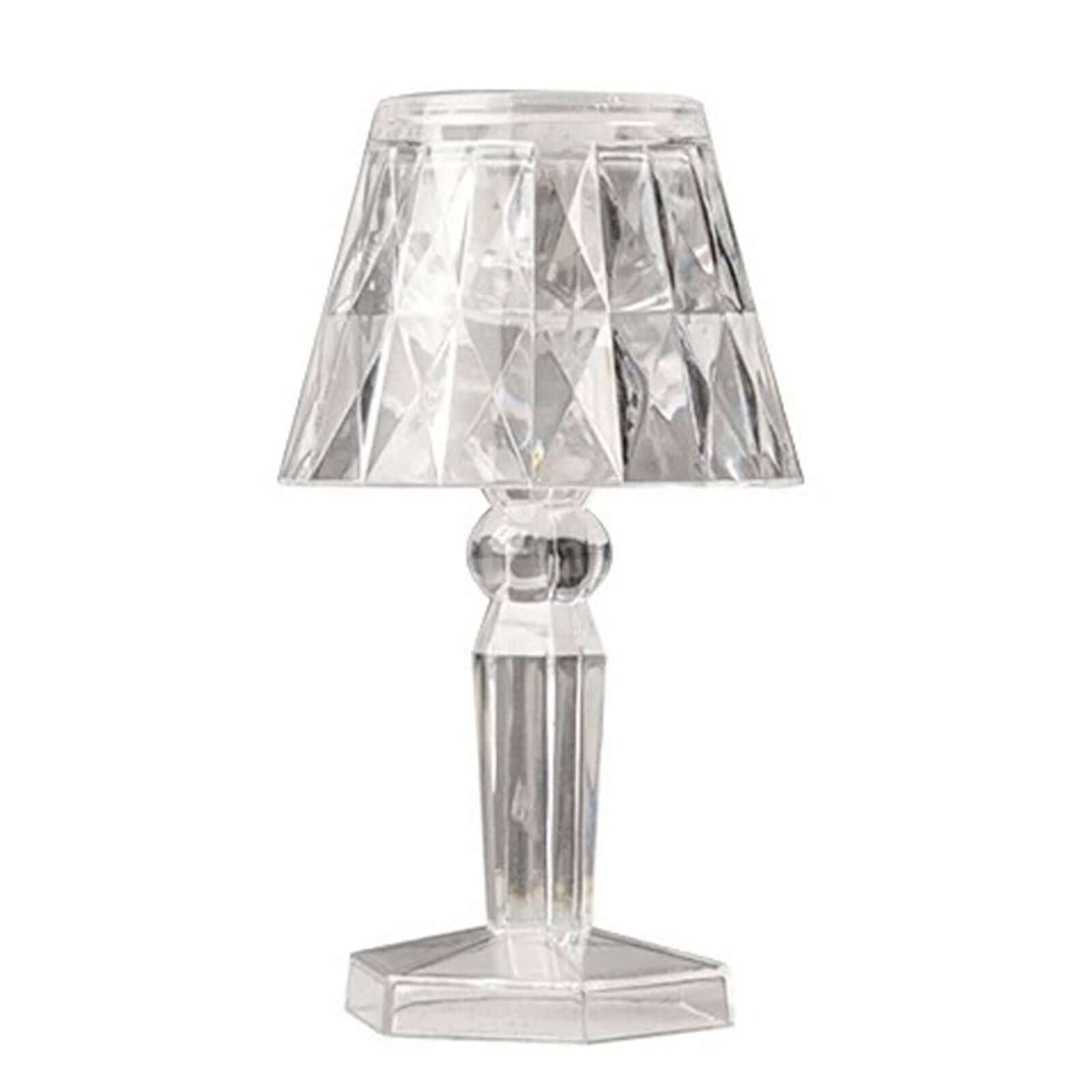 Efavormart 6 Pack | 4.5" Warm White Clear Crystal Mini Acrylic LED Desk Lamps, Decorative Accent Night Lights
