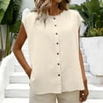 thumbnail image 2 of Cotton Linen Tank Tops，Cropped Tank Tops Linen Tank Tops For Women High Neck Tank Tops Women's Tank Tops Loose Fit Gauze Tank Tops Cute Tank Tops Tunic Tank Tops Sleeveless Linen Tops, 2 of 4