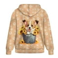 thumbnail image 5 of FOR U DESIGNS Sunflower Corgi Zip Up Hoodie Women Oversized Trendy Hoodies Size L Long Sleeve Sweatshirt Hooded Jackets for Women with Zipper Activewear with Drawstring, 5 of 7